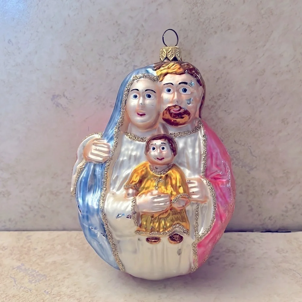 Vintage Holy Family Large Christmas Ornament